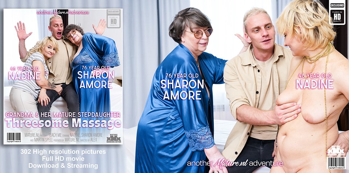 Teach Me: Grandma and Her Mature Stepdaughter Threesome Massage – Sharon Amore, Nadine, Martin Spell – Mature.NL